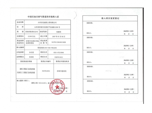 石油天然氣市場準入證